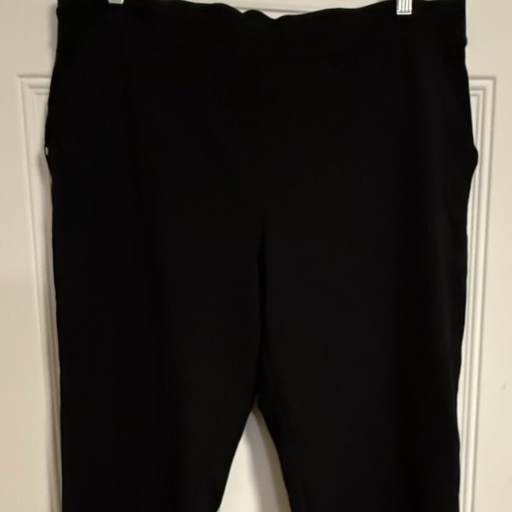 Liz Claiborne Women's Black Knit Pants XXL Pull-On Stretch Straight Leg - Picture 2 of 8